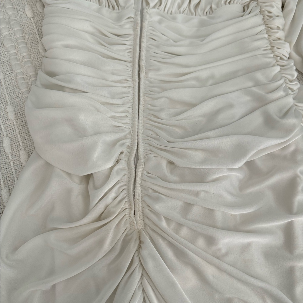Vintage White Ruffled Bodycon Ruffled Dress - Picture 5 of 10